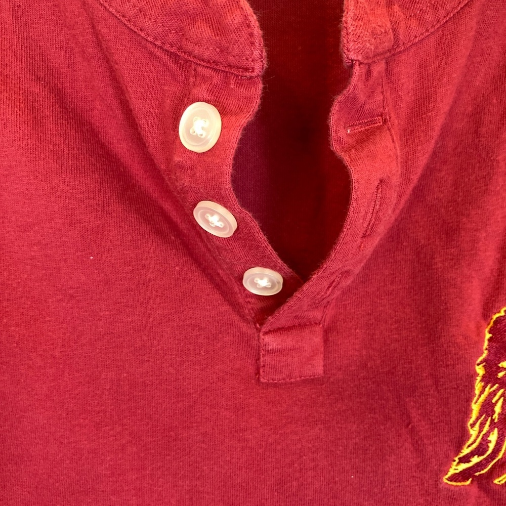 USC Trojans Henley Cardinal Embroidered Youth XL Short Sleeve Shirt - Picture 10 of 15